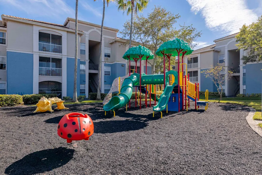 Children's playground with slides and play equipment