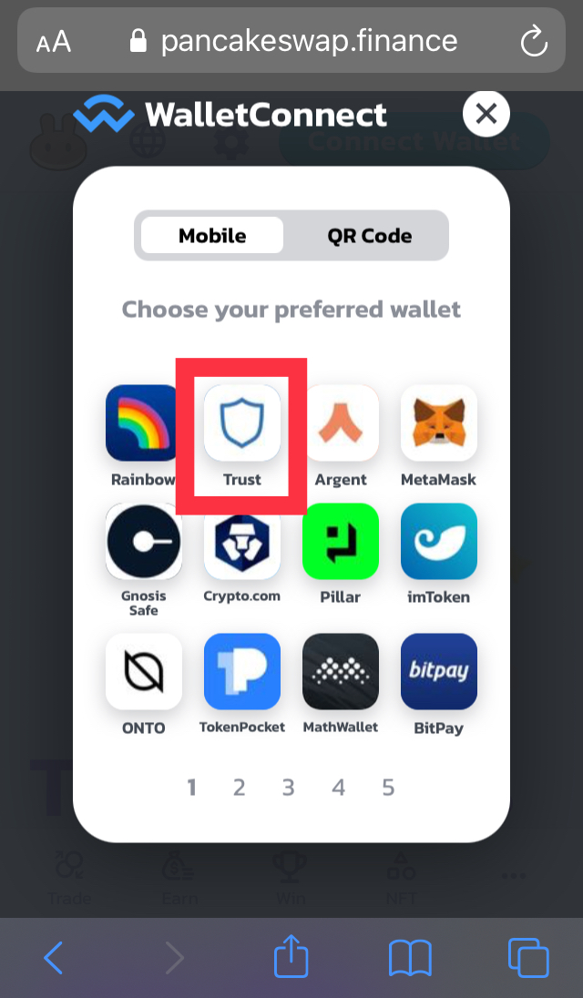 Trust wallet in WalletConnect