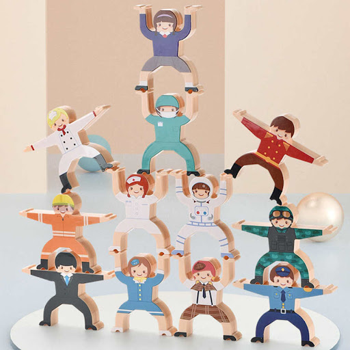Title 3, Stacked high block toys for creative building a...