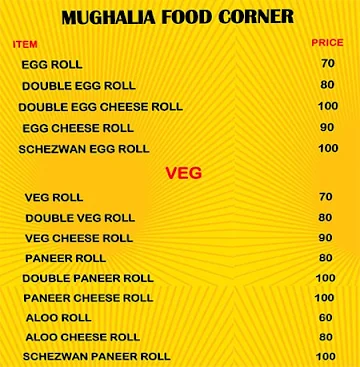 Mughalia Food Corner menu 