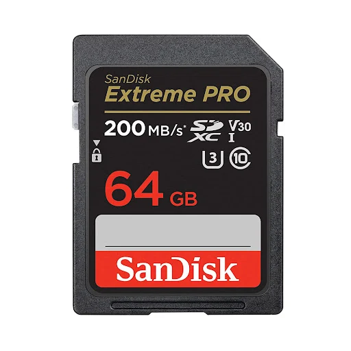 Thẻ nhớ SanDisk SD Extreme PRO-64GB,V30,U3,C10,R200,W90- SDSDXXU-064G-GN4IN