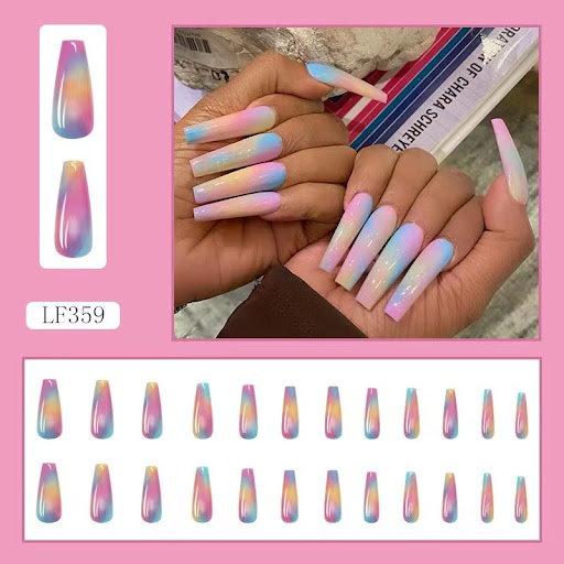 Title 6, Womens Fashion Ballet Rainbow Fake Nail Art Fa...