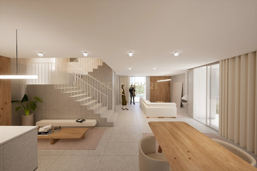 Modern staircase with living and dining area in this luxury property for sale in Carcavelos ($1,471,264 - 292 m²)