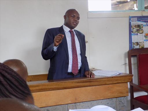 Former Yatta MP testifies in the hearing of a petition where he has challenged the election of Mr Charles Kilonzo at a Machakos court on November 6, 2017. Photo/ Andrew Mbuva