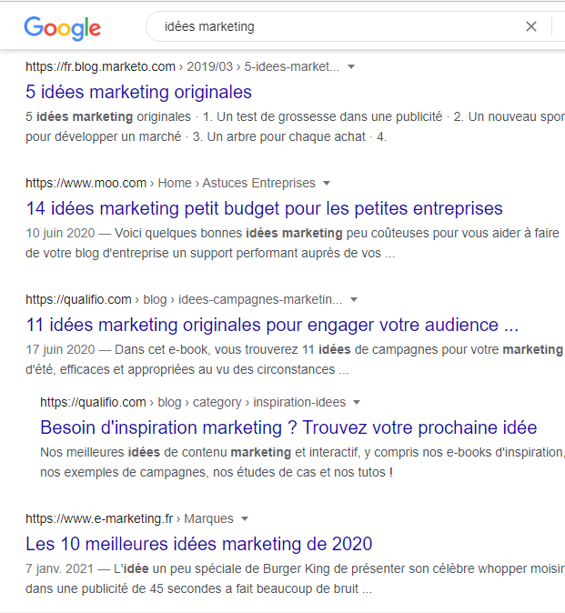 Recherche idees marketing