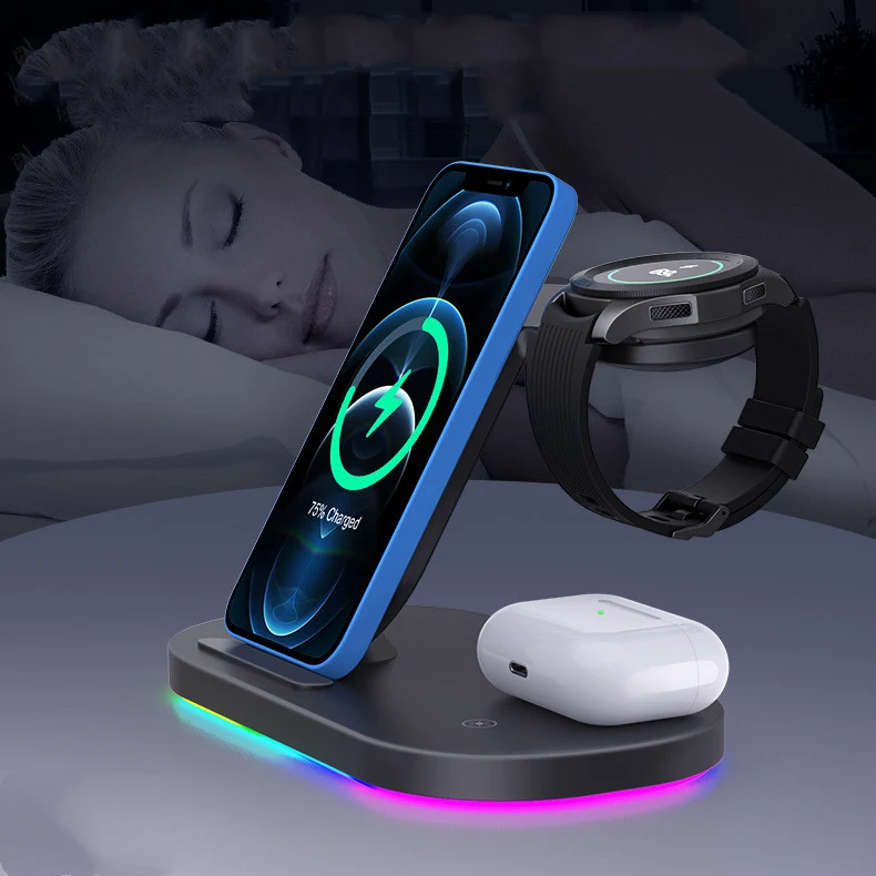 Title 5, New Three-In-One Wireless Phone Charger Fast Ch...