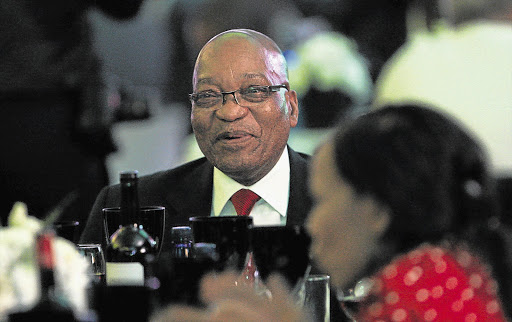 President Jacob Zuma was all smiles at last night's ANC Progressive Business Forum banquet in Mangaung in the Free State. The 53rd ANC national congress starts there today.