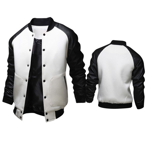 Title 3, Mens Baseball Jacket with Leather Sleeve Pocke...