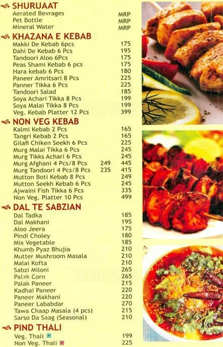 Pind Balluchi menu 