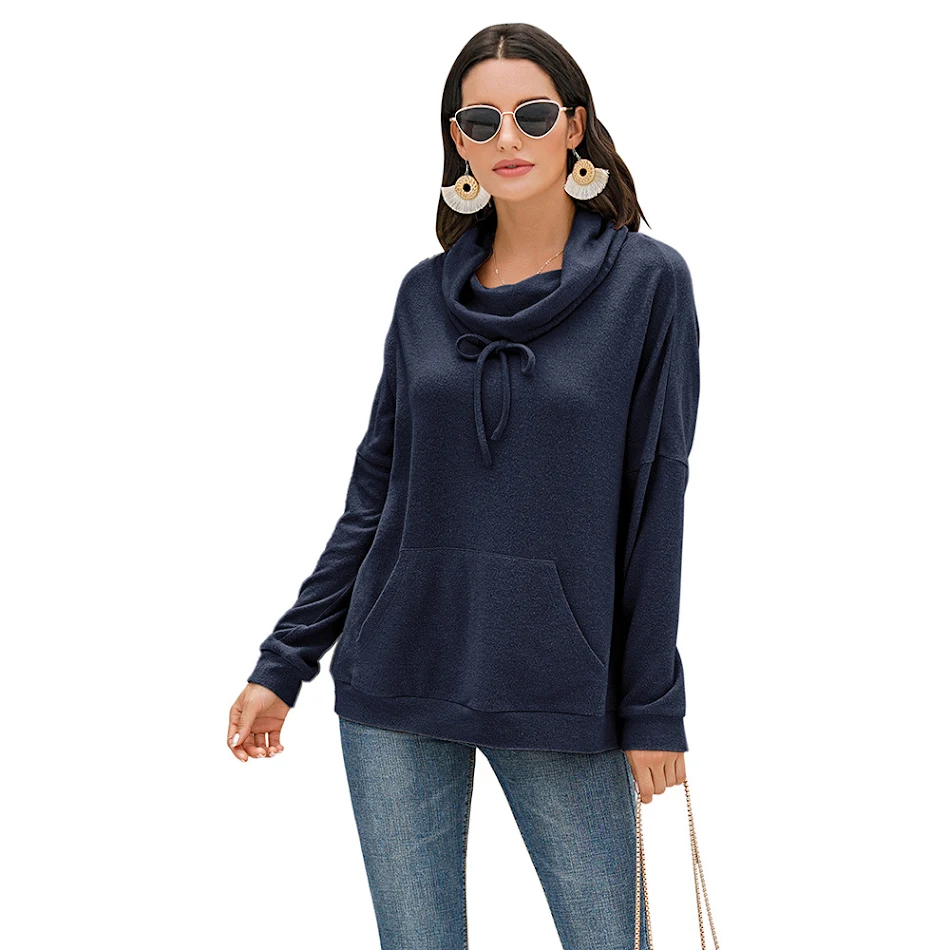 Jersey de punto para mujer de cachemira holgado de manga larga color liso, suave y cálido, perfecto para el invierno.