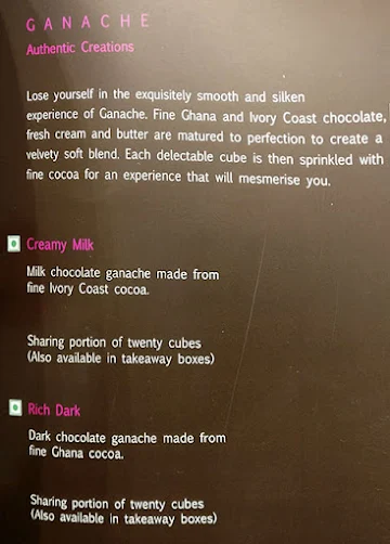 Fabelle Chocolates - ITC Grand Chola menu 