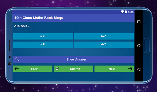 10th Class Maths Book Mcqs Test