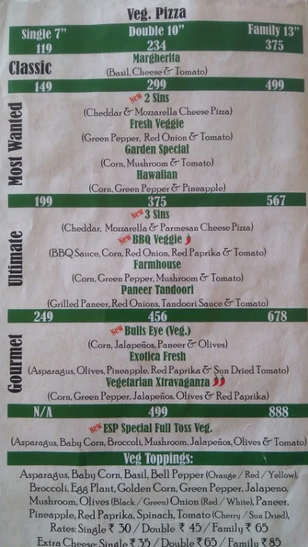 Eat Street Pizza menu 