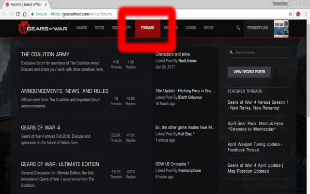 Gears of War 4 Forums chrome extension