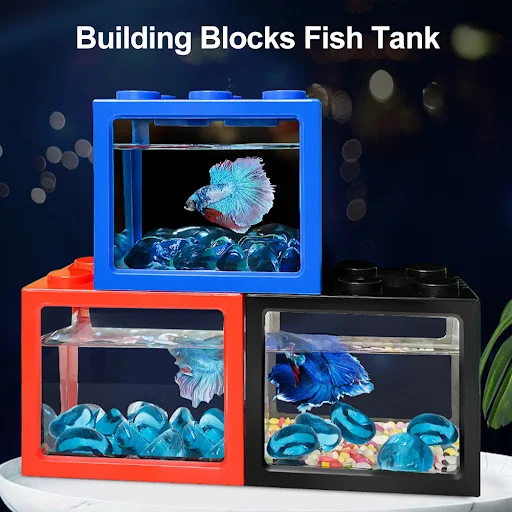 Creative Multicolor Stackable Building Blocks Ecological Mini Aquarium Fish Tank Small Reptile Insect Pet Box Landscape 
