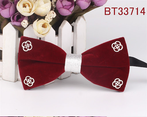Title 13, Festive Wedding Red Mens Polyester Silk Bow Ti...
