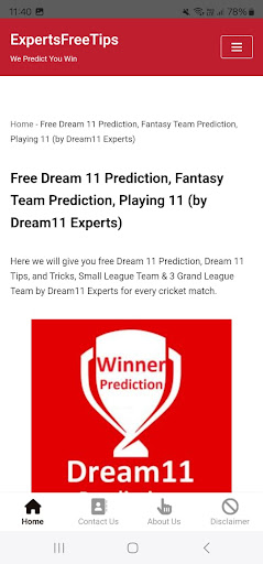 Screenshot Expert Cricket Prediction