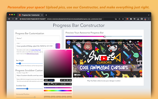 Sweezy Custom Progress Bar for Youtube™