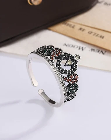 Bague Couronne en Argent Sterling 9 - 2