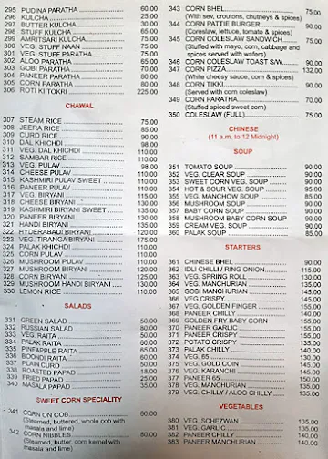 Balaji Veg. Restaurant menu 