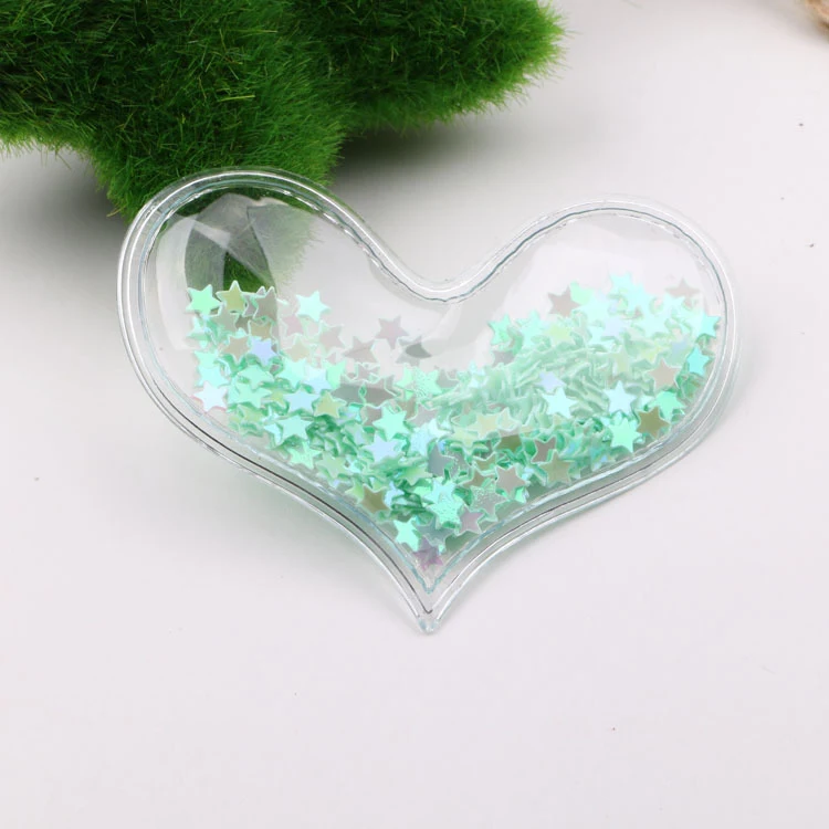 Grampo de cabelo DIY transparente com amor e lantejoulas coloridas para bebês, perfeito para penteados charmosos e brilhantes, personalizável.