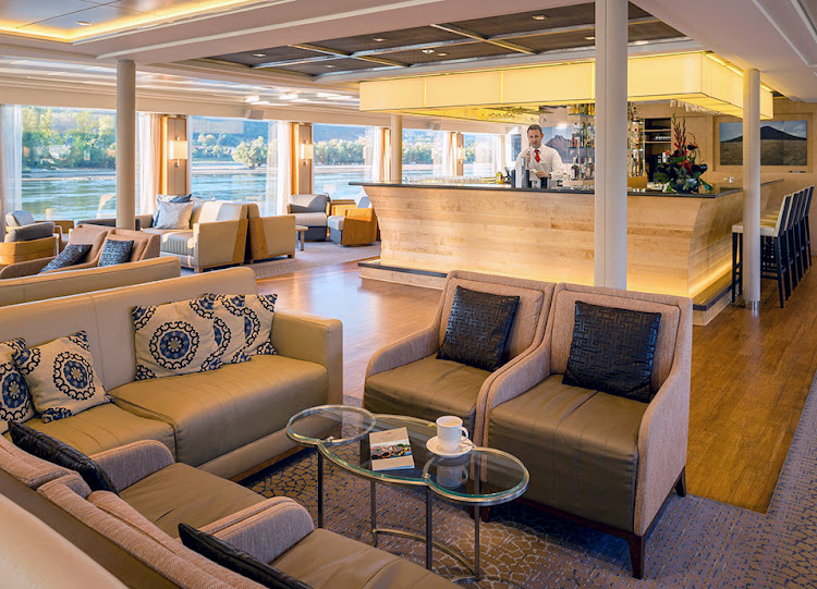 Grab a cocktail and chat up new friends in the lounge of your Viking Longship. 