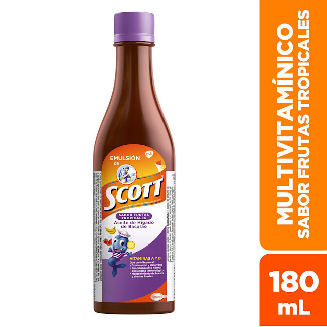 Emulsión de Scott Vitamina A + D3 Haleon Frutas Tropicales x 180 ml  