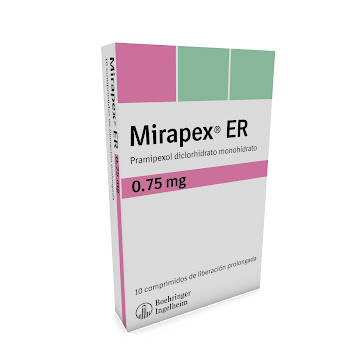 Mirapex ER Pramipexol 0.75 mg Boehringer Caja x 10 Comprimidos  