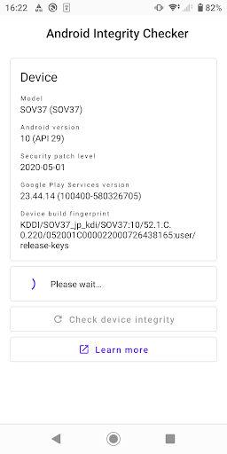 Screenshot Android Integrity Checker
