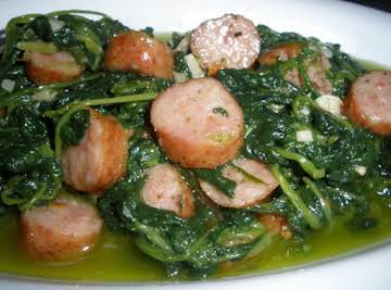 Sauted Spinach with Sausage and Garlic