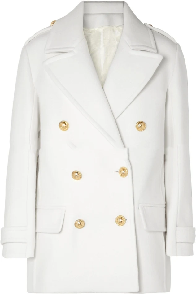 Temperament Casual witte dubbelbreasted kasjmier jas, een elegante en warme jas voor de winter, perfect voor een verfijnde en comfortabele look.