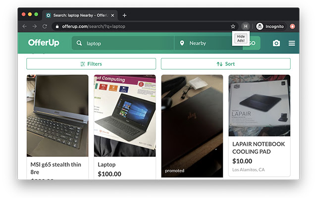 Hide Ads For OfferUp chrome extension