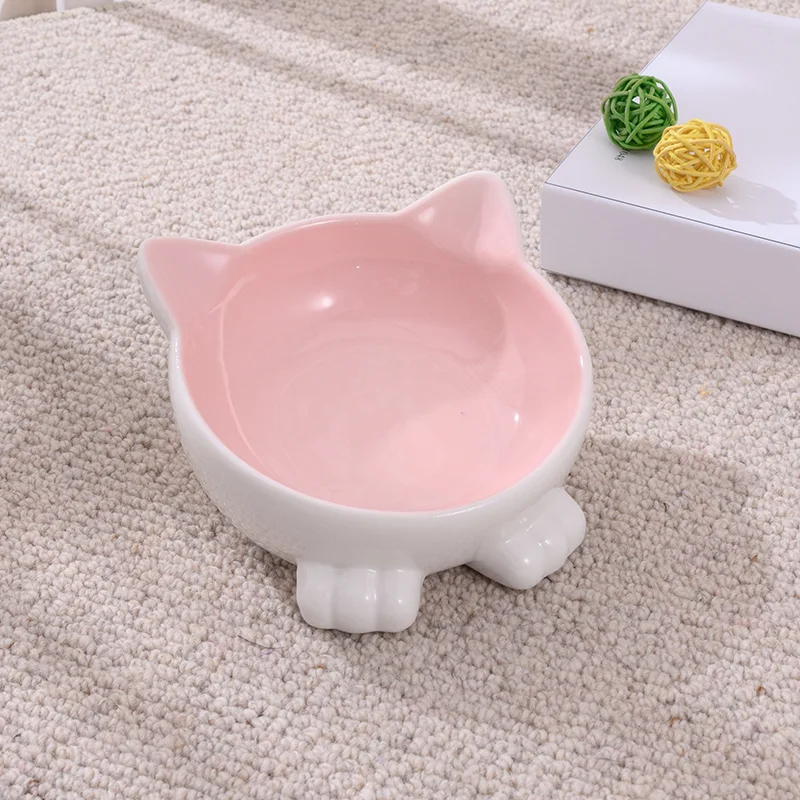 Ceramiczna Miska Dla Kota Antywysypywanie Skośny Otwór Podniesione Naczynie dla wygodnego i bezpiecznego karmienia