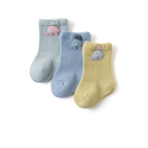 Title 4, Cartoon Baby Elephant Socks In Tube Solid Color...