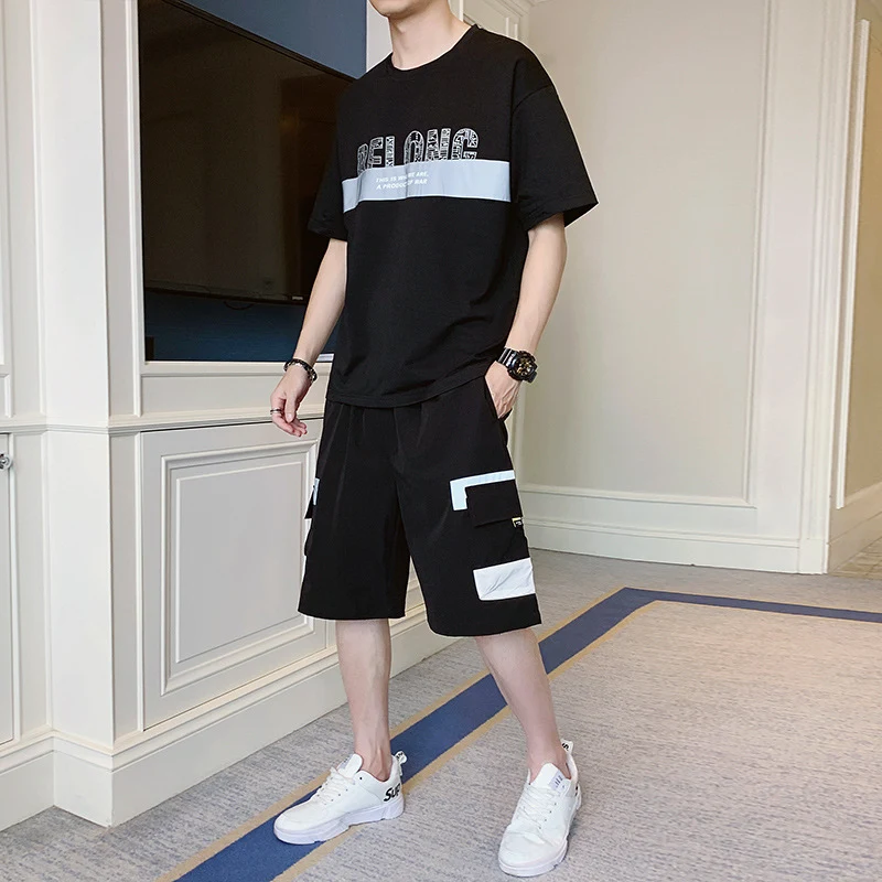 Camiseta de manga corta para hombre, traje deportivo casual de verano, marca de moda, transpirable y cómoda, ideal para el calor.