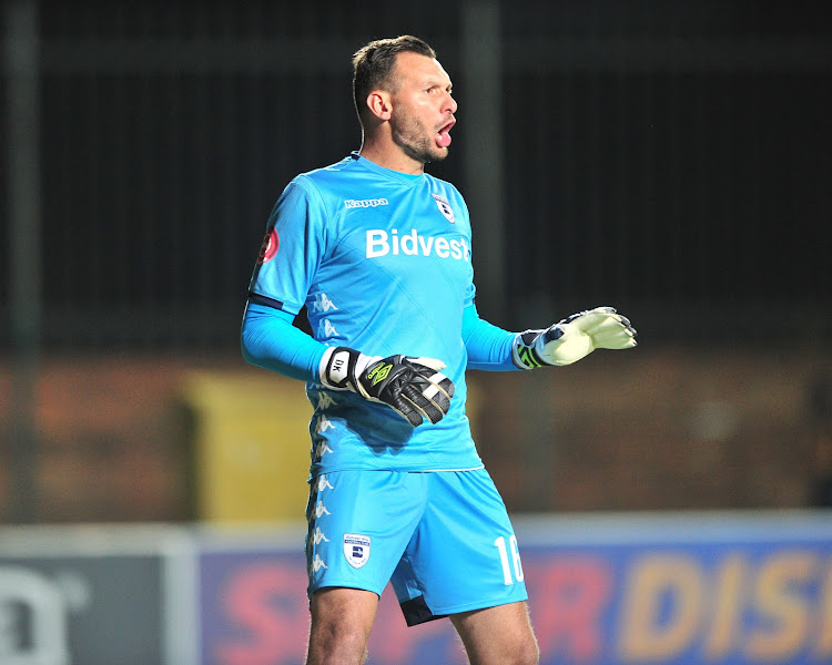 Bidvest Wits goalkeeper Darren Keet reacts during the Absa Premiership match against Free State Stars at Bidvest Stadium, Johannesburg on August 4 2018.