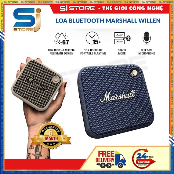 Loa Bluetooth Marshall Willen - Bluetooth 5.1, Bass Hay, Nhiều Màu - Bảo Hành 6 Tháng