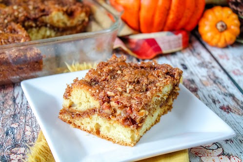 Sour Cream Pumpkin Coffee Cake With Pecan Streusel