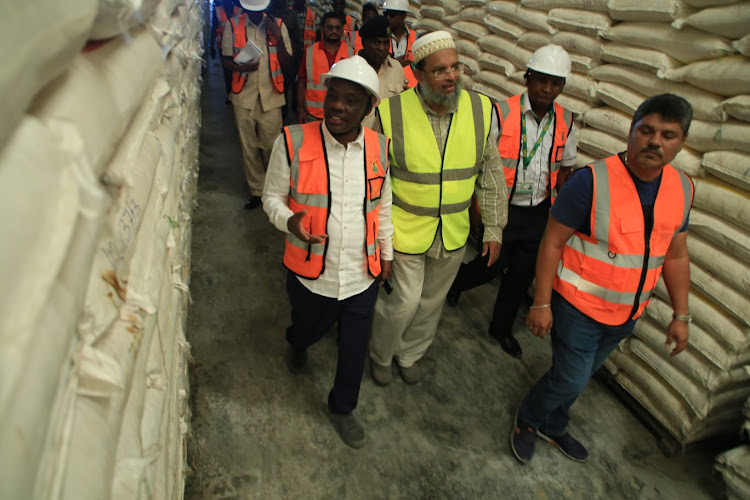 Agriculture PS Paul Ronoh at ETG warehouse in Bonje, Mombasa county, on Saturday.