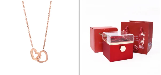 Collar Corazón Chapado en Oro Rosa al Vacío Acero Inoxidable, Elegancia Duradera. Joyería Romántica Ideal para Regalo.