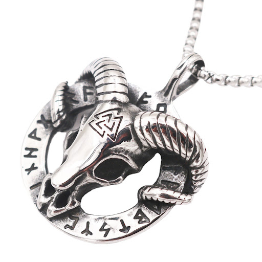 Title 2, Sheep Rune Triangle Sign Stainless Steel Male P...