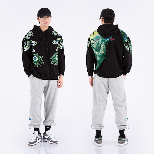 Title 2, Autumn And Winter Embroidery Peacock Hoodie, a ...