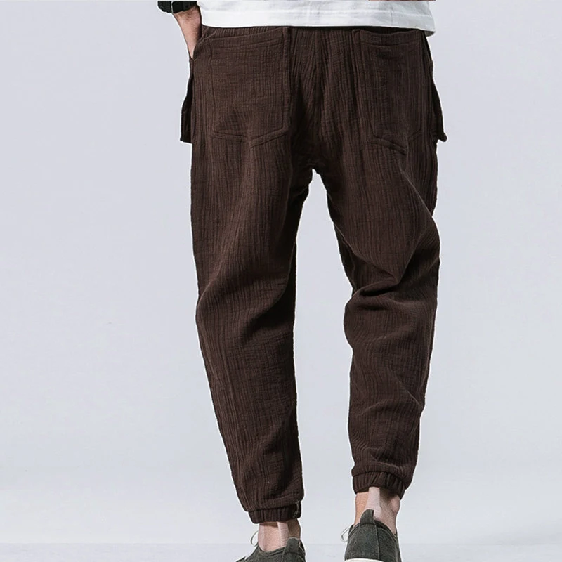 Title 4, Casual double-layer wrinkled color beam leg pan...