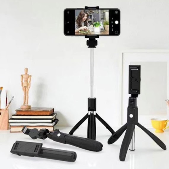 Gậy Chụp Ảnh Selfie Bluetooth 3 Chân Có Điều Khiển Cho Điện Thoại, Gậy Chụp Hình Tự Sướng Tripod Kéo Dài 56Cm Chắc Chắn