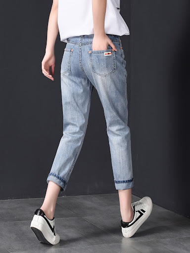 Title 4, Ripped Jeans High-waisted Nine-point Harlan Str...