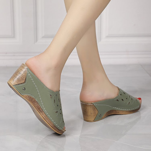 Title 18, Womens Stylish Peep Toe Slip-on Wedge Sandals ...