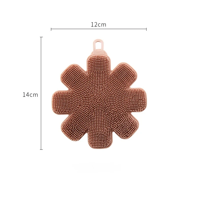Escova de limpeza de silicone para lavar louça e panelas antiaderentes com design de flor. Limpeza eficaz, antiaderente e não risca.
