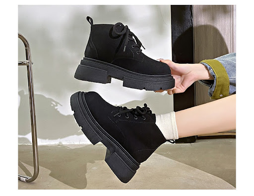 Title 6, Womens Thick-soled Lace-up Retro Matte Ankle B...
