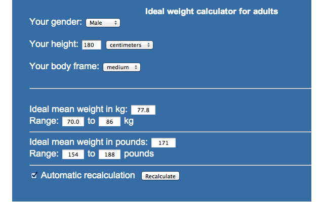 Ideal Weight Calculator chrome extension