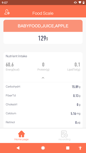 Screenshot Food Scale